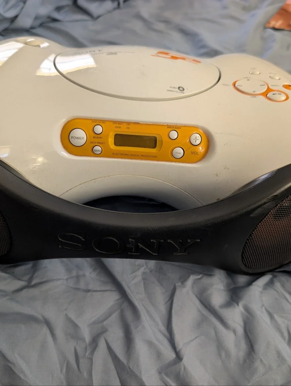 Sony Portable CD Boombox Player - Model ZS-X1 White & Orange